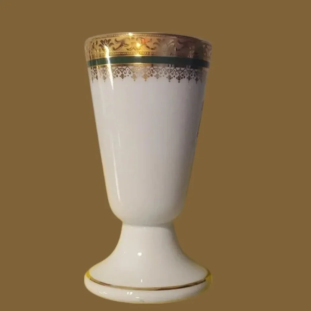 Cernet Limoges France 24ct Gold Gilded Porcelain Goblet Vase 5.25